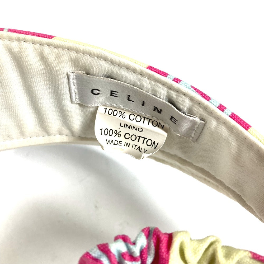 CELINE Sun visor cotton yellow triomphe logo Women Used Authentic