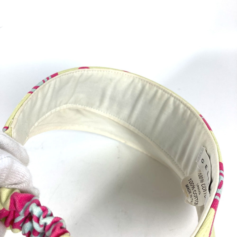 CELINE Sun visor cotton yellow triomphe logo Women Used Authentic