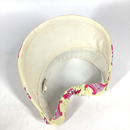 CELINE Sun visor cotton yellow triomphe logo Women Used Authentic