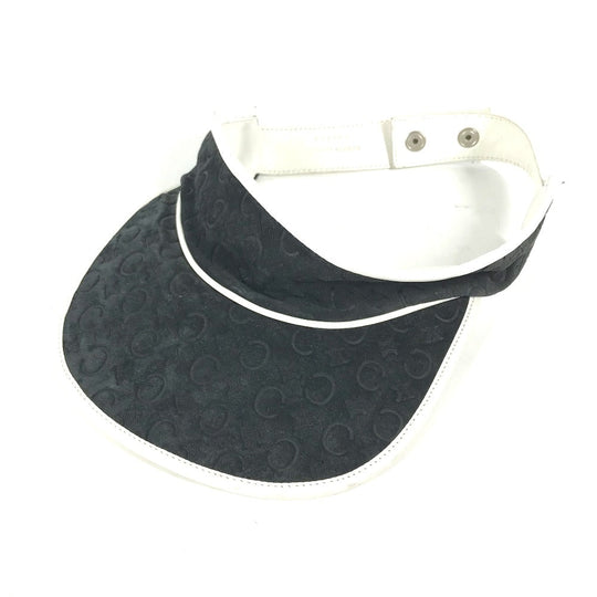 CELINE Sun visor Leather / suede black Triomphe Women Used Authentic