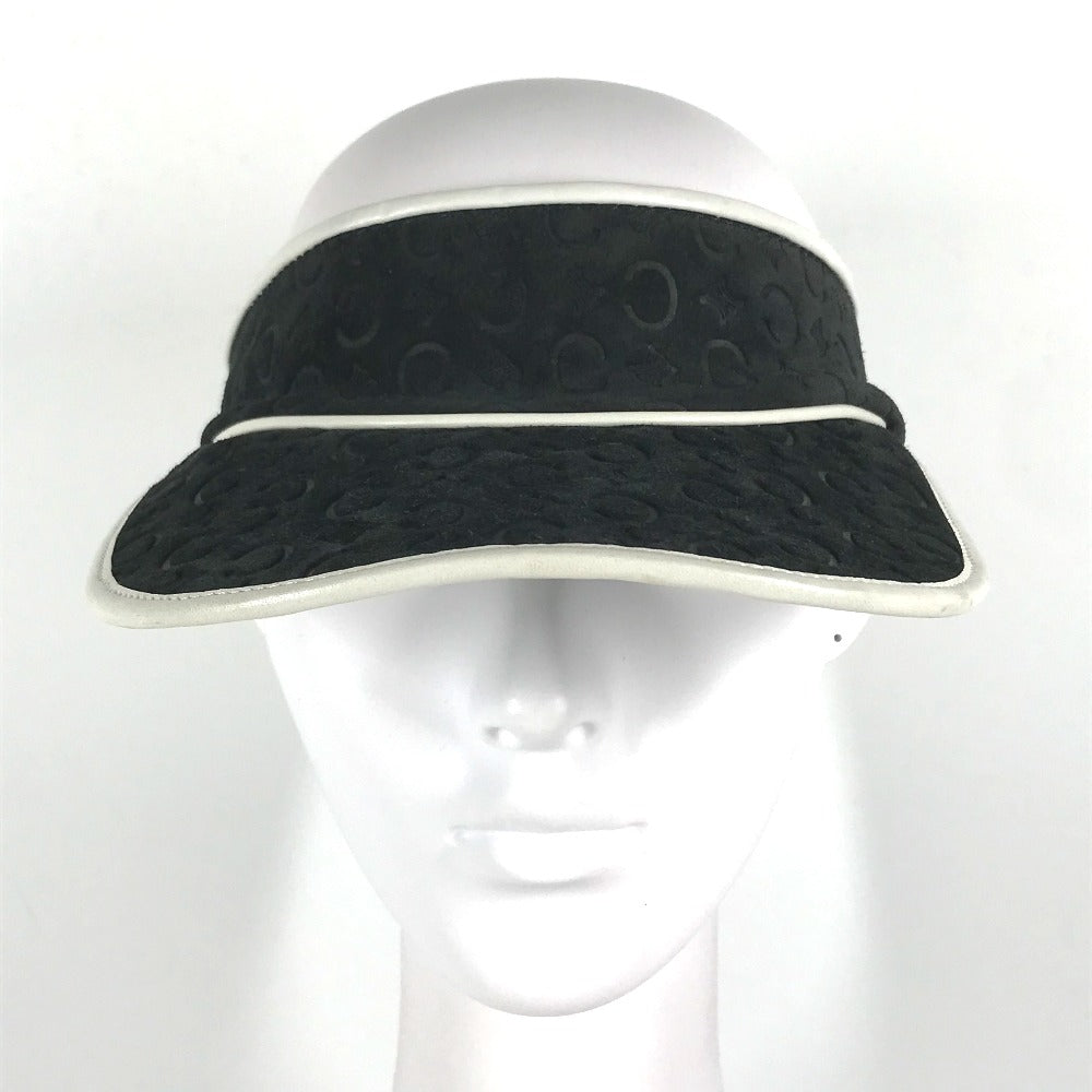 CELINE Sun visor Leather / suede black Triomphe Women Used Authentic