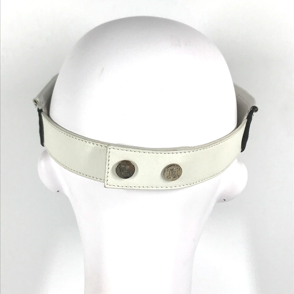 CELINE Sun visor Leather / suede black Triomphe Women Used Authentic