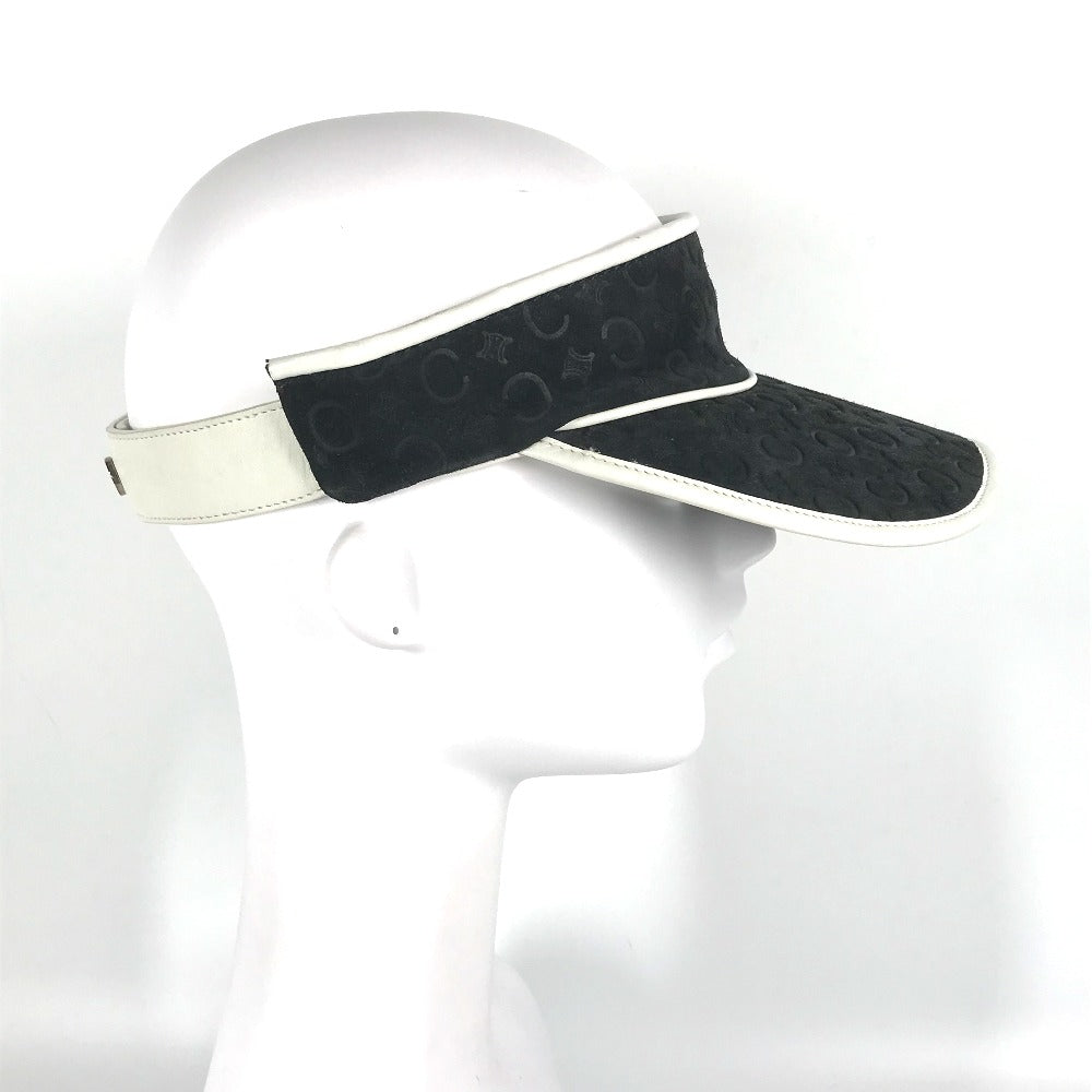 CELINE Sun visor Leather / suede black Triomphe Women Used Authentic