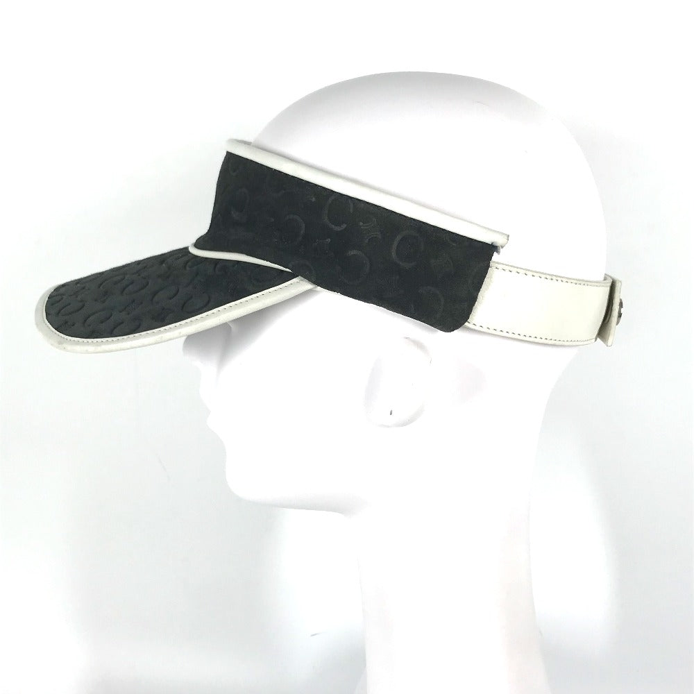 CELINE Sun visor Leather / suede black Triomphe Women Used Authentic