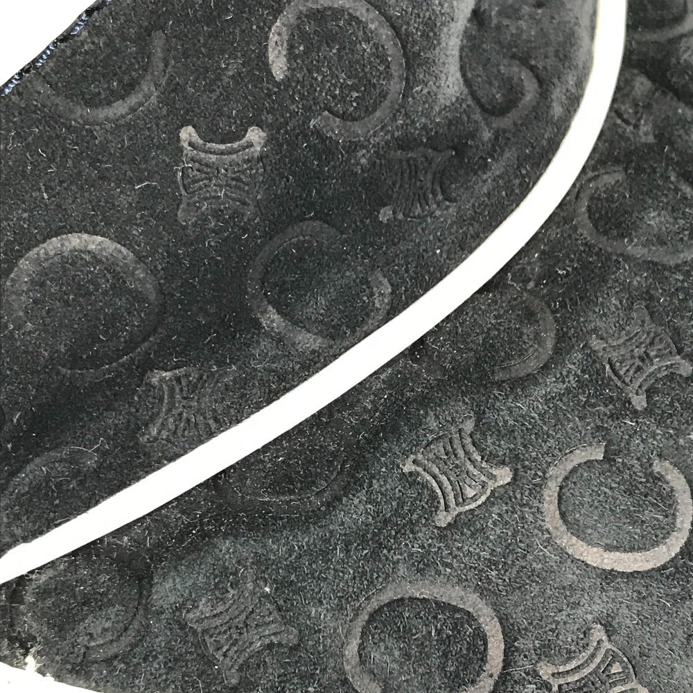 CELINE Sun visor Leather / suede black Triomphe Women Used Authentic