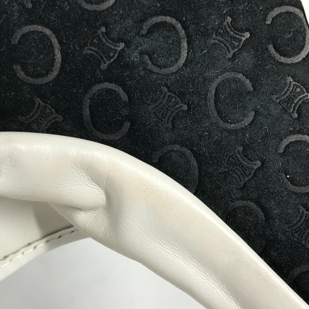 CELINE Sun visor Leather / suede black Triomphe Women Used Authentic