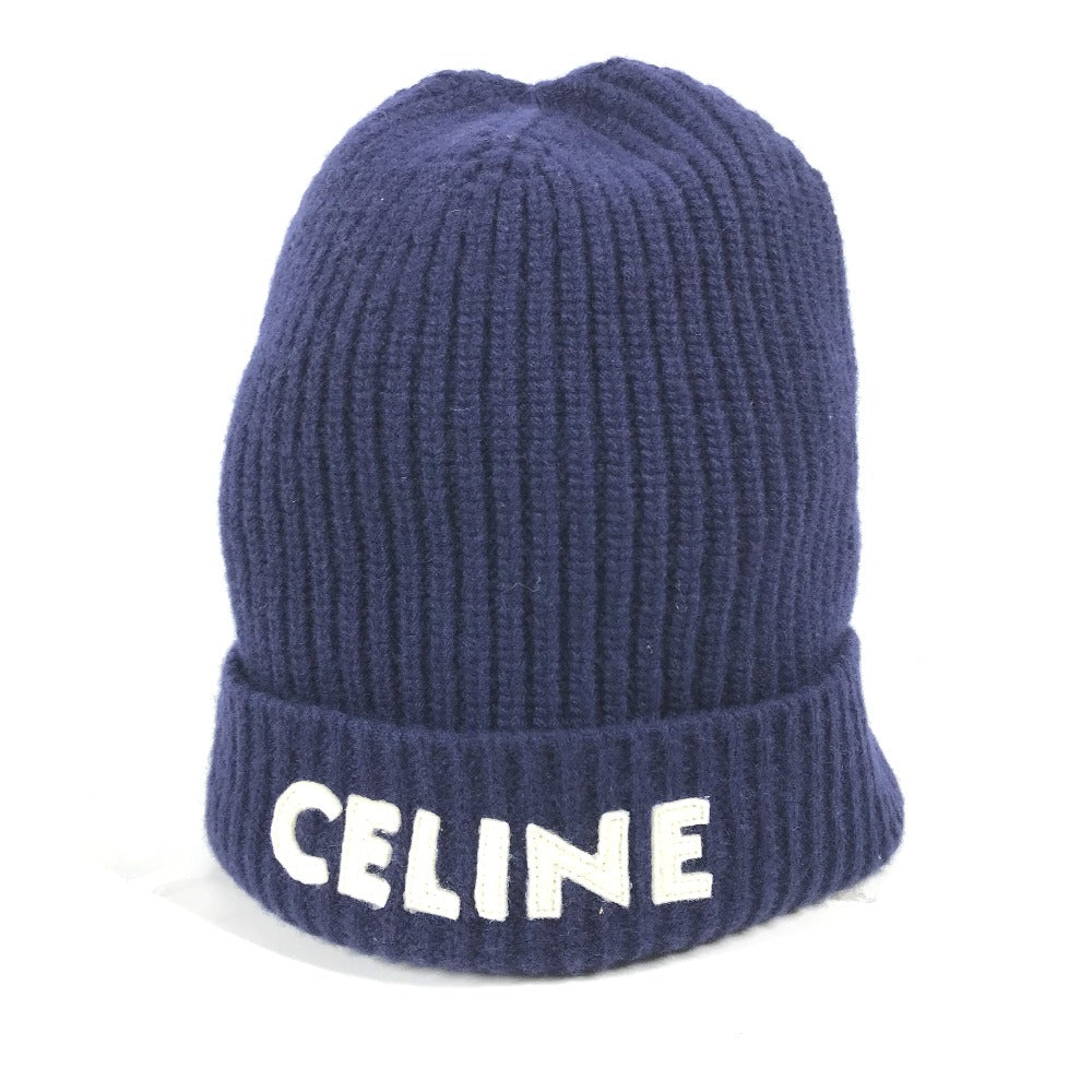 CELINE Knit hat 2AH35423P wool Navy By color logo Women(Unisex) Used Authentic