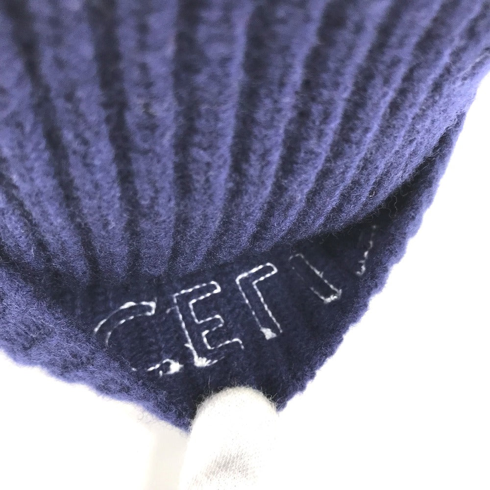 CELINE Knit hat 2AH35423P wool Navy By color logo Women(Unisex) Used Authentic