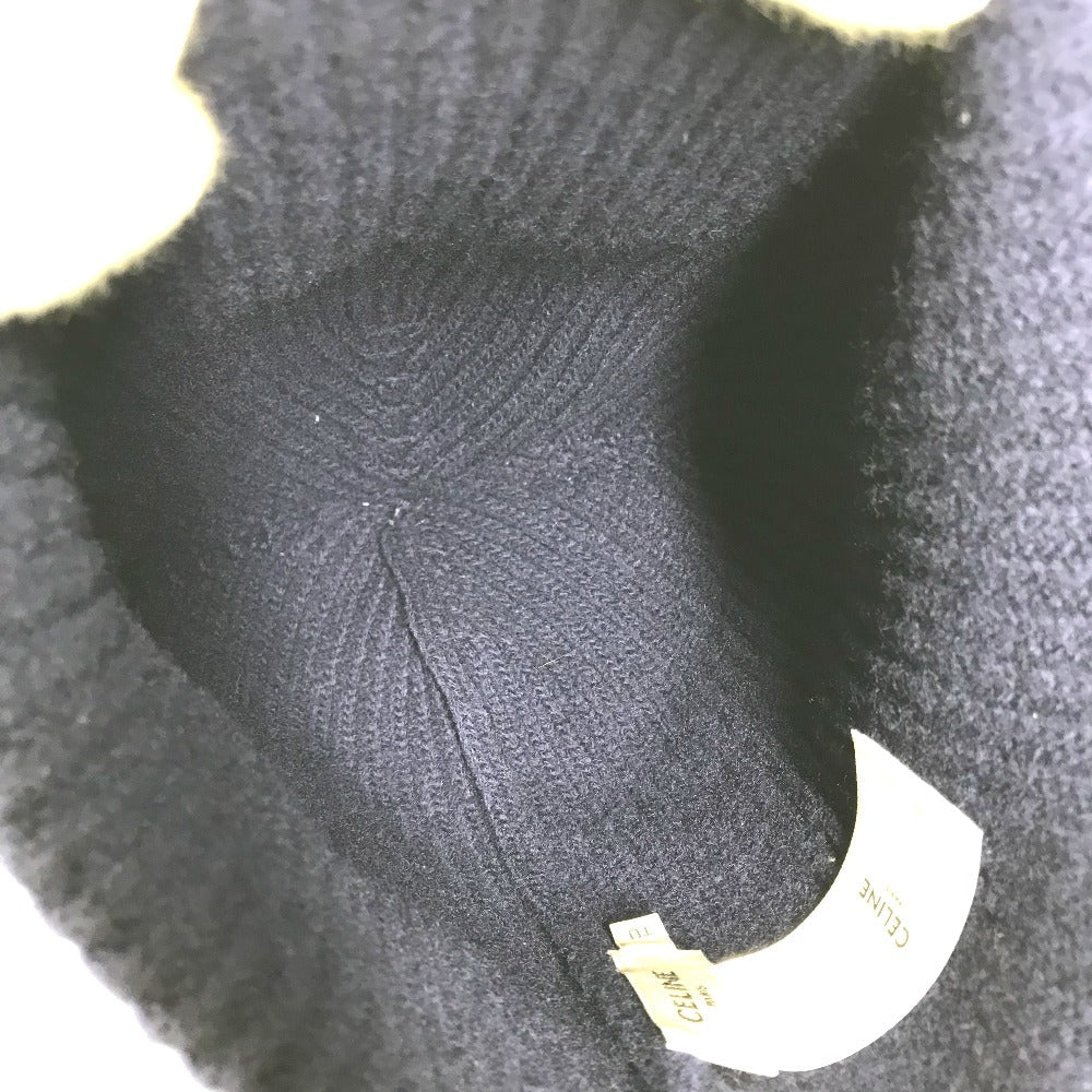CELINE Knit hat 2AH35423P wool Navy By color logo Women(Unisex) Used Authentic