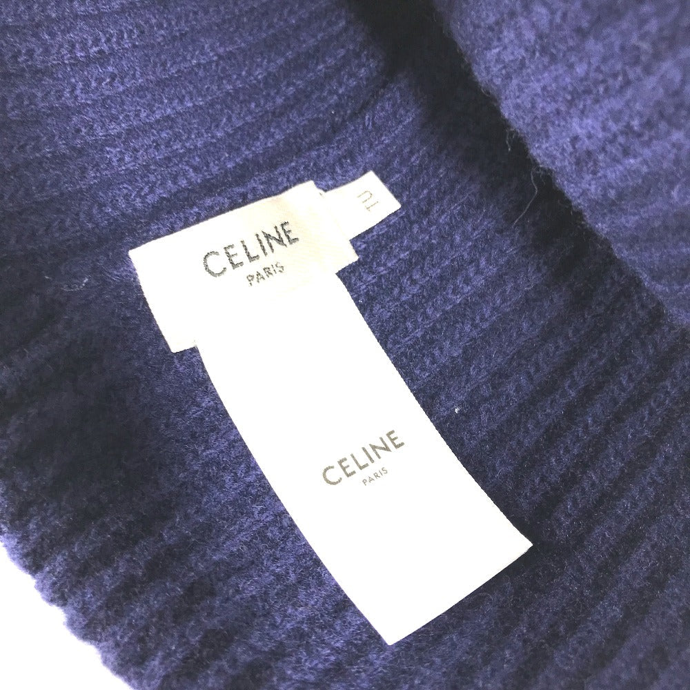 CELINE Knit hat 2AH35423P wool Navy By color logo Women(Unisex) Used Authentic
