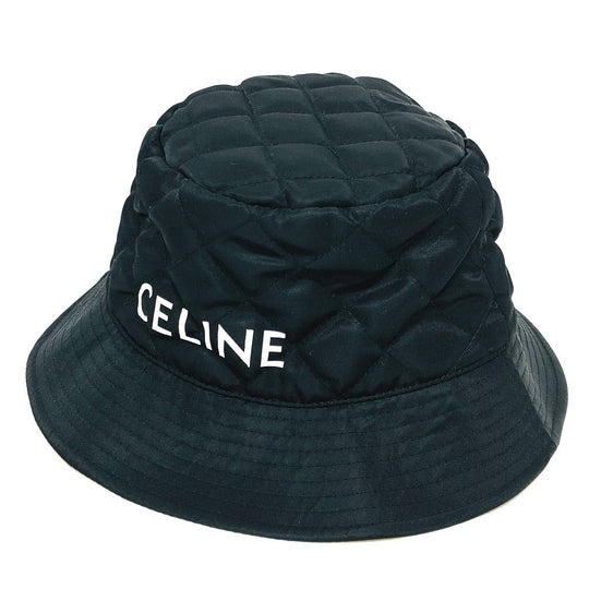 CELINE hat 2AUB0930C Nylon black logo quilting Ｌ