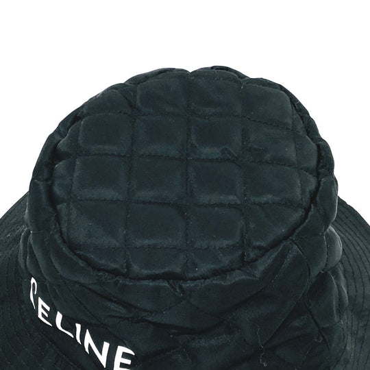CELINE hat 2AUB0930C Nylon black logo quilting Ｌ