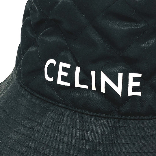 CELINE hat 2AUB0930C Nylon black logo quilting Ｌ