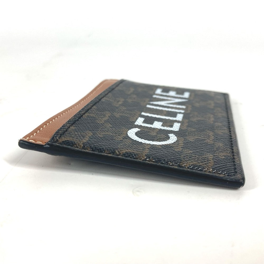 CELINE Card Case canvas Brown logo triomphe Women Used Authentic