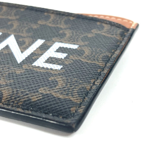 CELINE Card Case canvas Brown logo triomphe Women Used Authentic