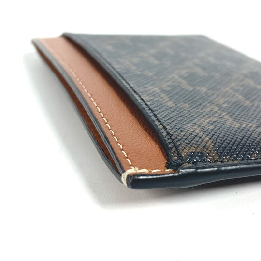 CELINE Card Case canvas Brown logo triomphe Women Used Authentic