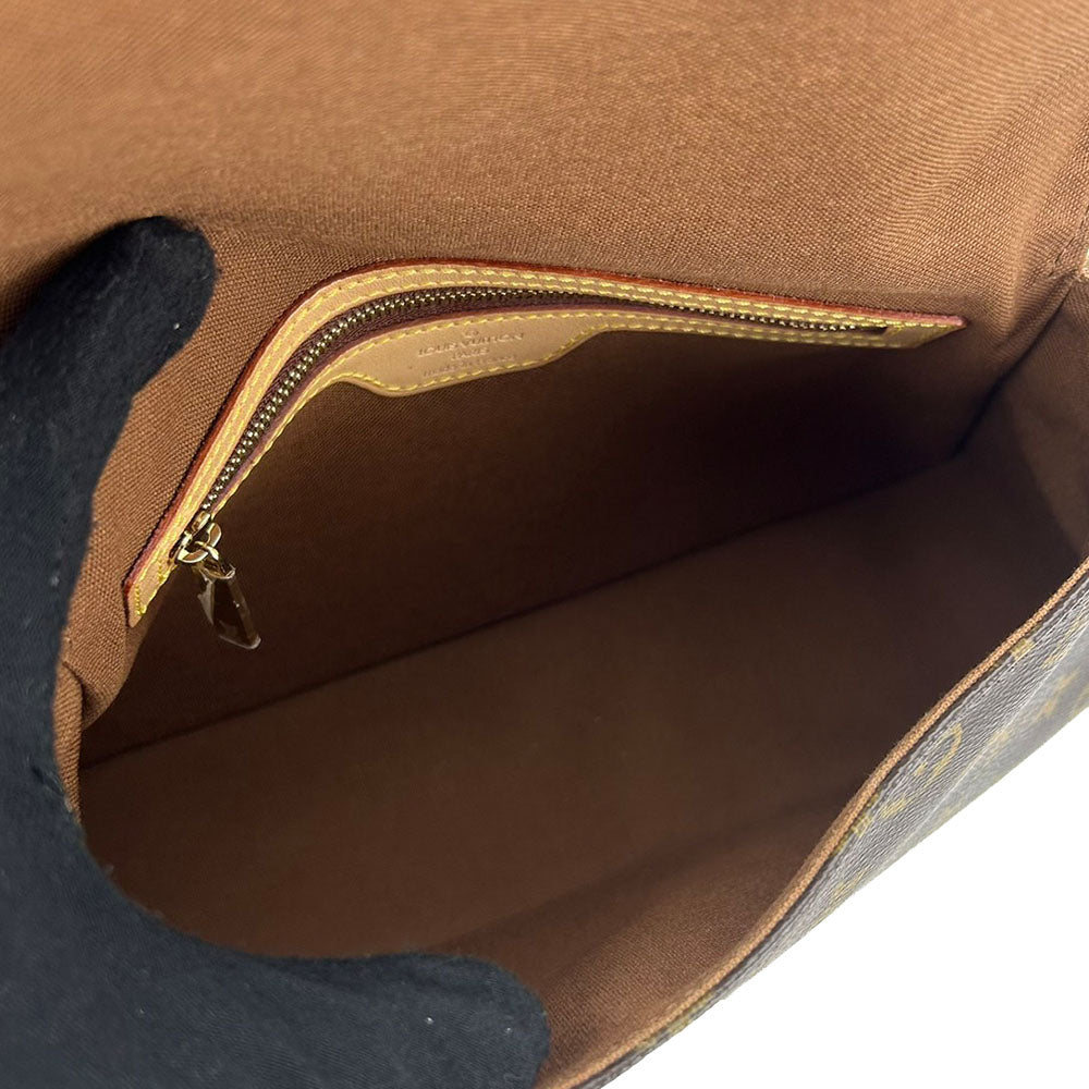 LOUIS VUITTON Shoulder Bag M51147 Monogram, Tanned Leather Brown Mini Looping Women Used Authentic