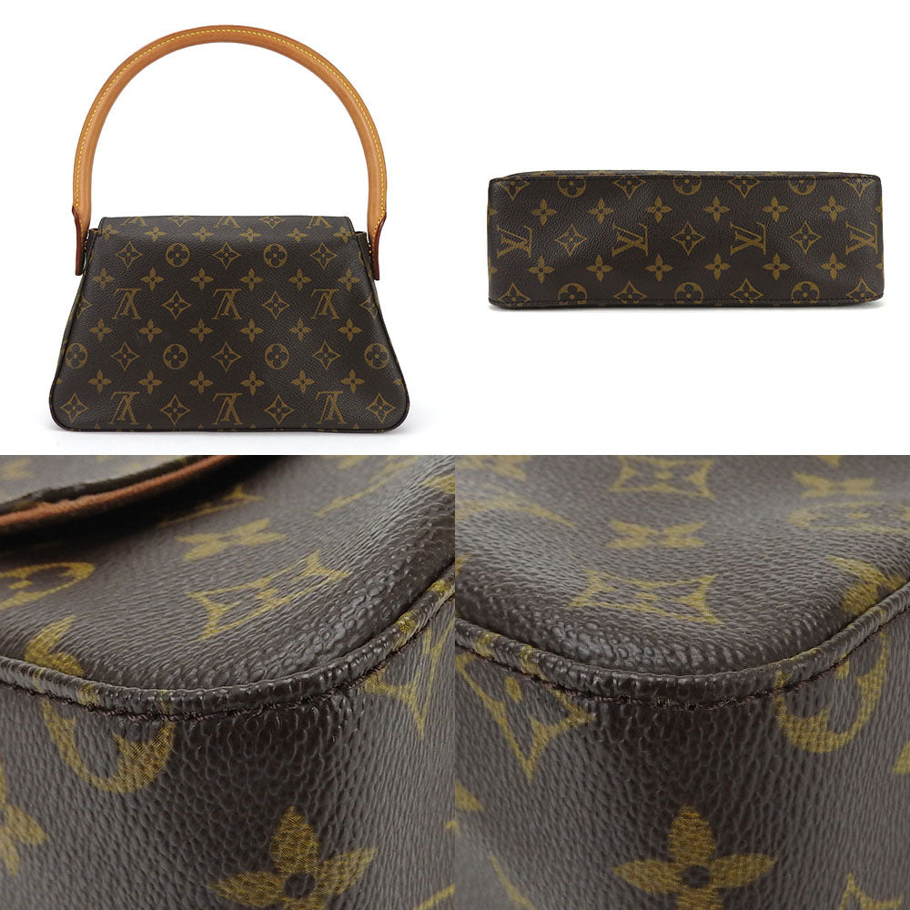 LOUIS VUITTON Shoulder Bag M51147 Monogram, Tanned Leather Brown Mini Looping Women Used Authentic