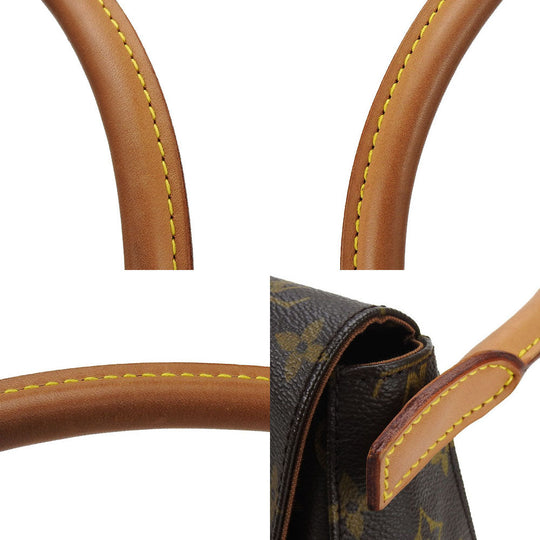 LOUIS VUITTON Shoulder Bag M51147 Monogram, Tanned Leather Brown Mini Looping Women Used Authentic