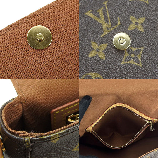 LOUIS VUITTON Shoulder Bag M51147 Monogram, Tanned Leather Brown Mini Looping Women Used Authentic