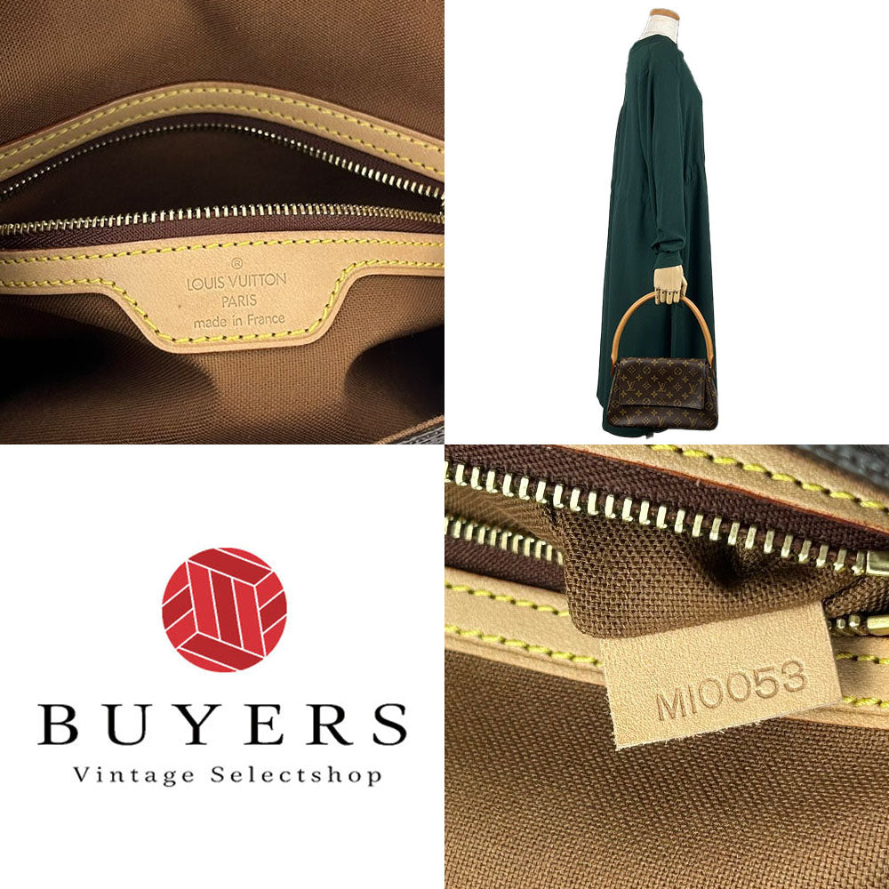 LOUIS VUITTON Shoulder Bag M51147 Monogram, Tanned Leather Brown Mini Looping Women Used Authentic