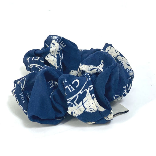 CELINE hair accessory silk blue Sulky logo Women Used Authentic