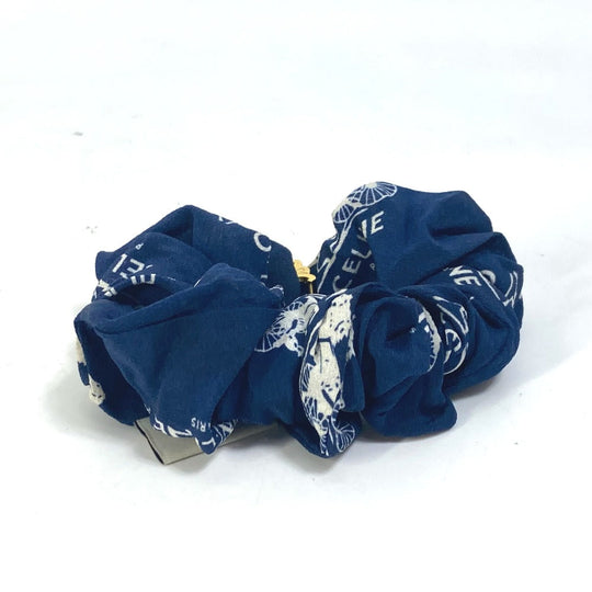 CELINE hair accessory silk blue Sulky logo Women Used Authentic