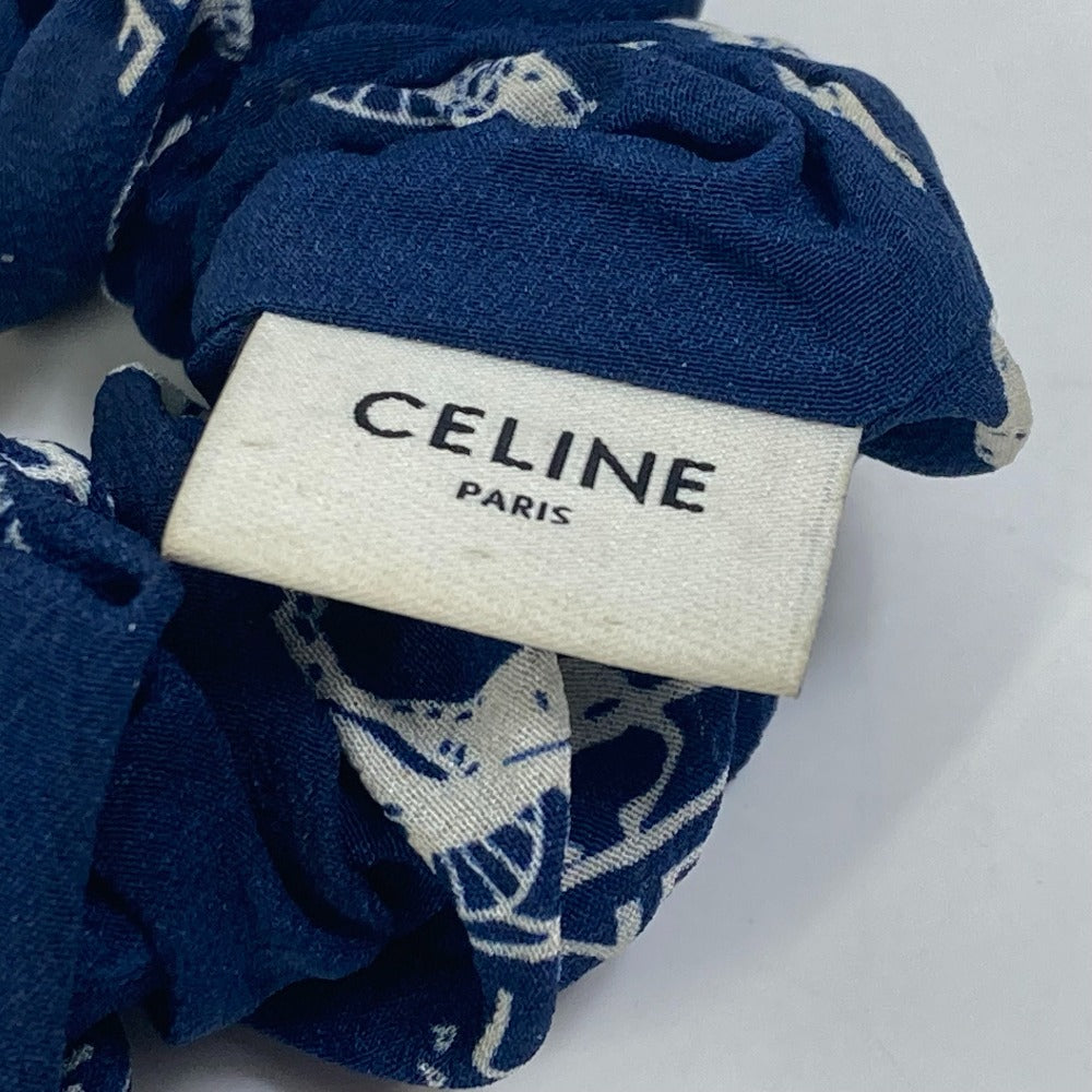 CELINE hair accessory silk blue Sulky logo Women Used Authentic