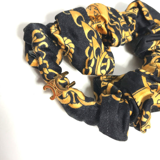CELINE hair accessory silk black hair accessories hair rubber ChainPattern Women Used Authentic