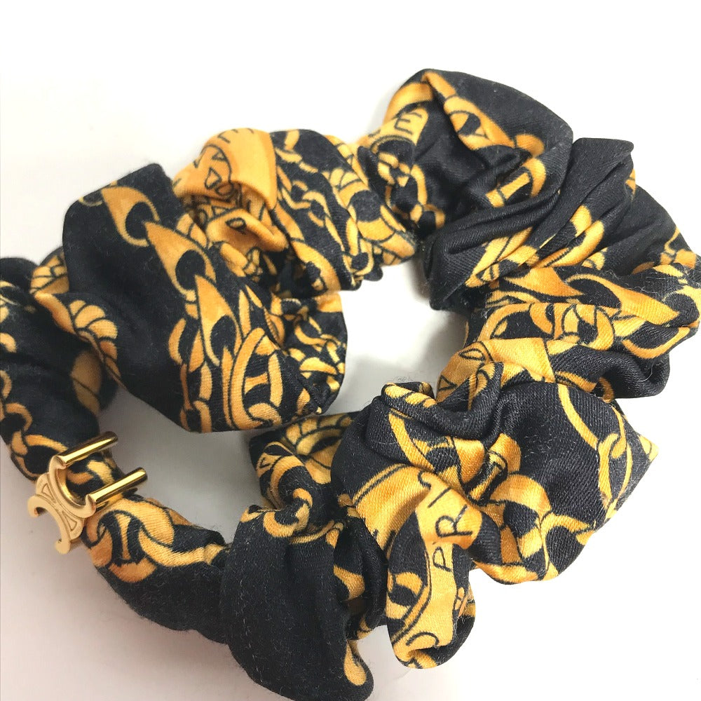 CELINE hair accessory silk black hair accessories hair rubber ChainPattern Women Used Authentic