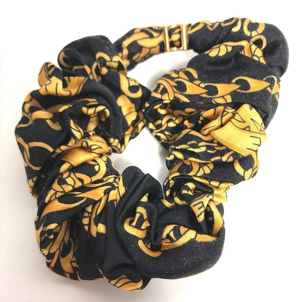 CELINE hair accessory silk black hair accessories hair rubber ChainPattern Women Used Authentic