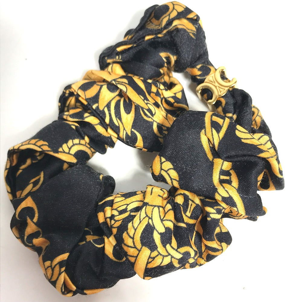 CELINE hair accessory silk black hair accessories hair rubber ChainPattern Women Used Authentic