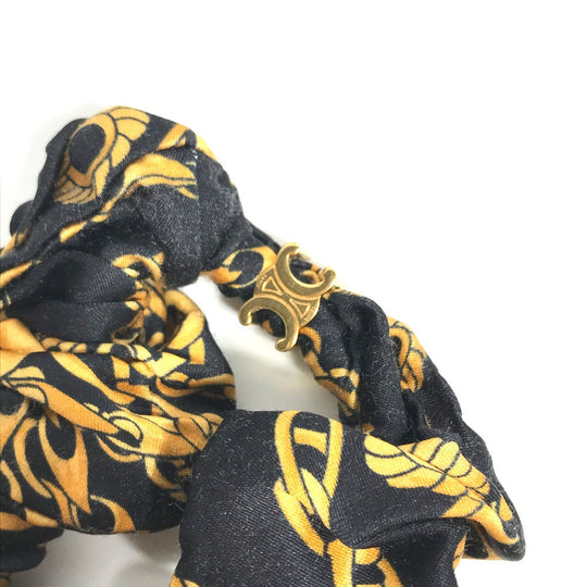 CELINE hair accessory silk black hair accessories hair rubber ChainPattern Women Used Authentic
