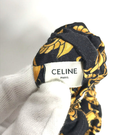 CELINE hair accessory silk black hair accessories hair rubber ChainPattern Women Used Authentic