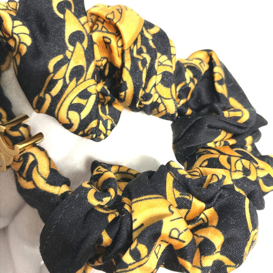 CELINE hair accessory silk black hair accessories hair rubber ChainPattern Women Used Authentic