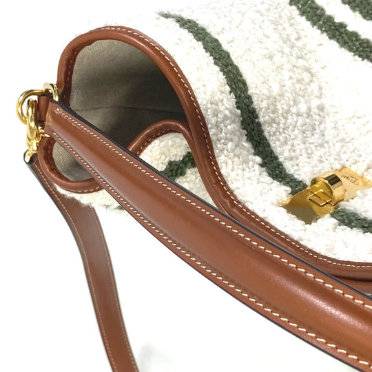 CELINE Handbag 195572ED3-15KZ Calfskin, Textile multicolor border Bucket16 (Sez) Striped textile Women Used Authentic