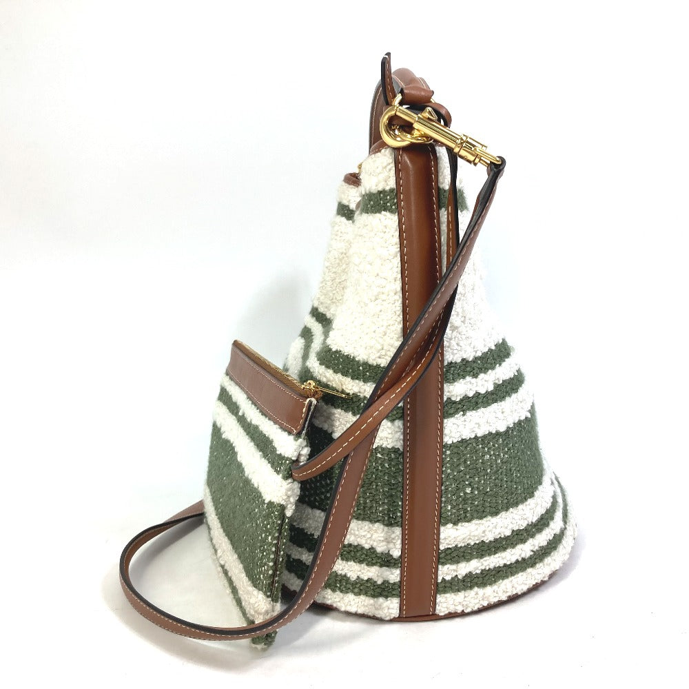 CELINE Handbag 195572ED3-15KZ Calfskin, Textile multicolor border Bucket16 (Sez) Striped textile Women Used Authentic