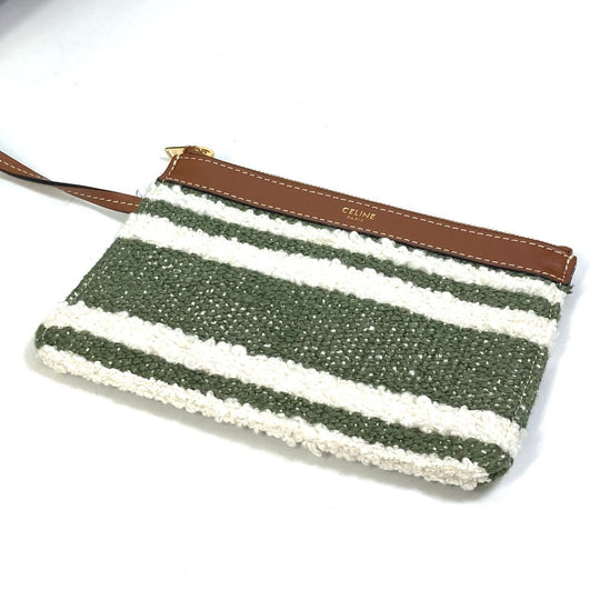CELINE Handbag 195572ED3-15KZ Calfskin, Textile multicolor border Bucket16 (Sez) Striped textile Women Used Authentic