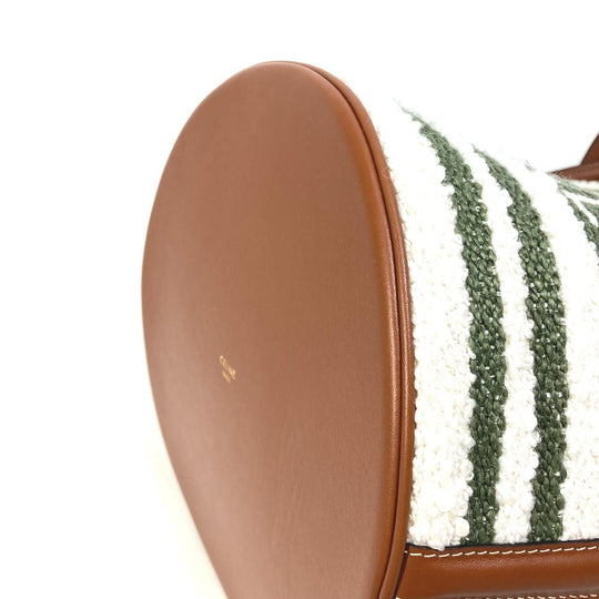 CELINE Handbag 195572ED3-15KZ Calfskin, Textile multicolor border Bucket16 (Sez) Striped textile Women Used Authentic