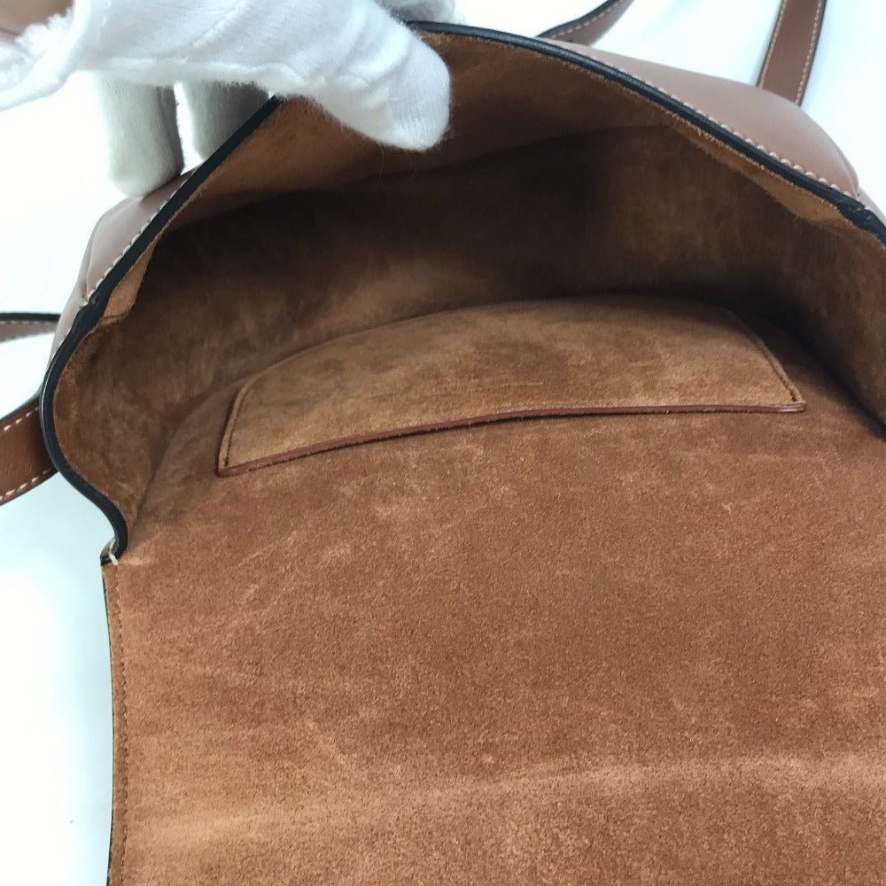 CELINE Shoulder Bag 198263DU3 leather Brown Crossbody pochette Folco Cuir Triomphe Women Used Authentic