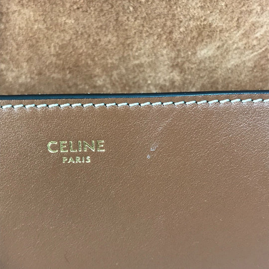 CELINE Shoulder Bag 198263DU3 leather Brown Crossbody pochette Folco Cuir Triomphe Women Used Authentic