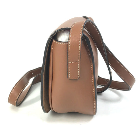 CELINE Shoulder Bag 198263DU3 leather Brown Crossbody pochette Folco Cuir Triomphe Women Used Authentic