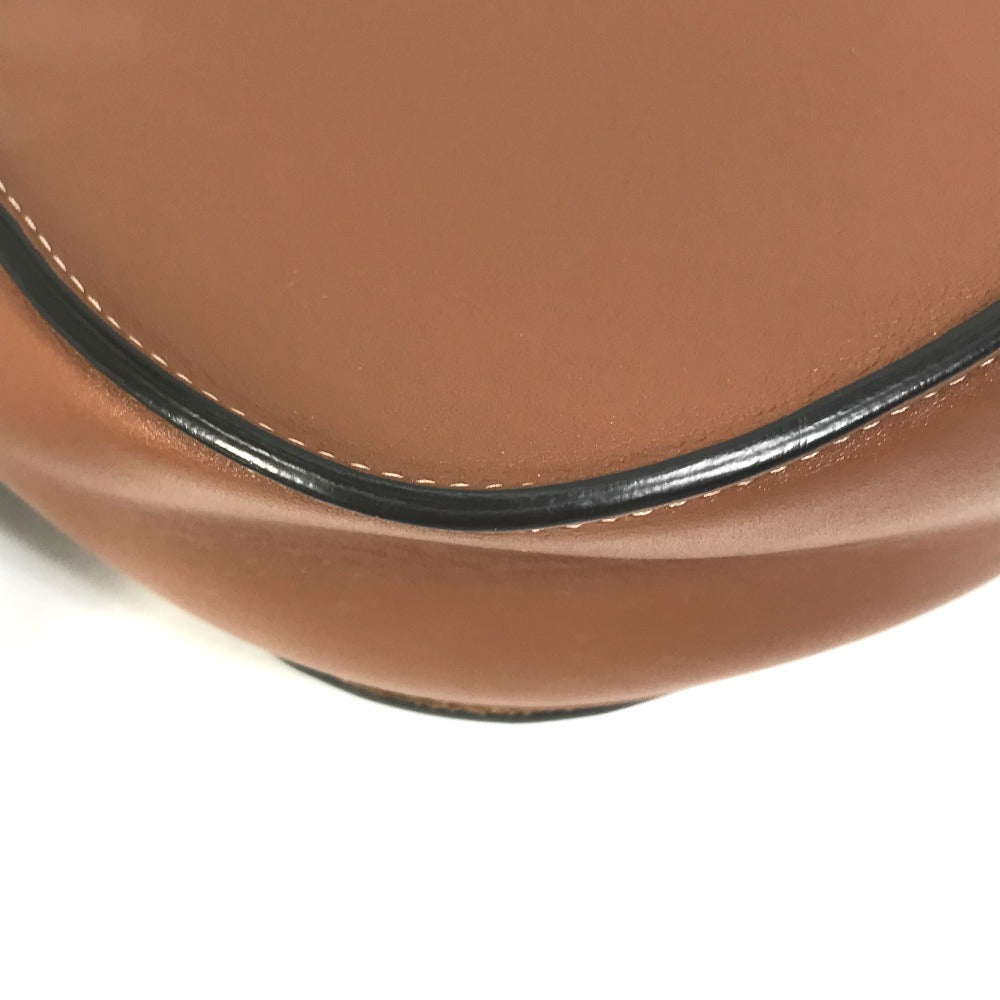 CELINE Shoulder Bag 198263DU3 leather Brown Crossbody pochette Folco Cuir Triomphe Women Used Authentic