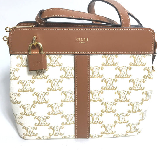 CELINE Shoulder Bag 191992BZJ leather white Teen Cava de France Women Used Authentic