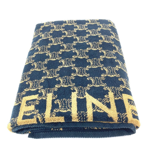 CELINE towel 29GAC115P cotton beige Bath towel Interior Throw Blanket triomphe logo Women Used Authentic