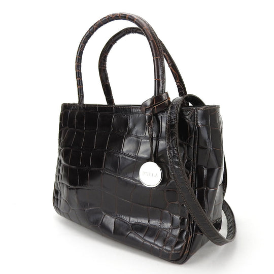 Furla Handbag leather Brown Women Used Authentic