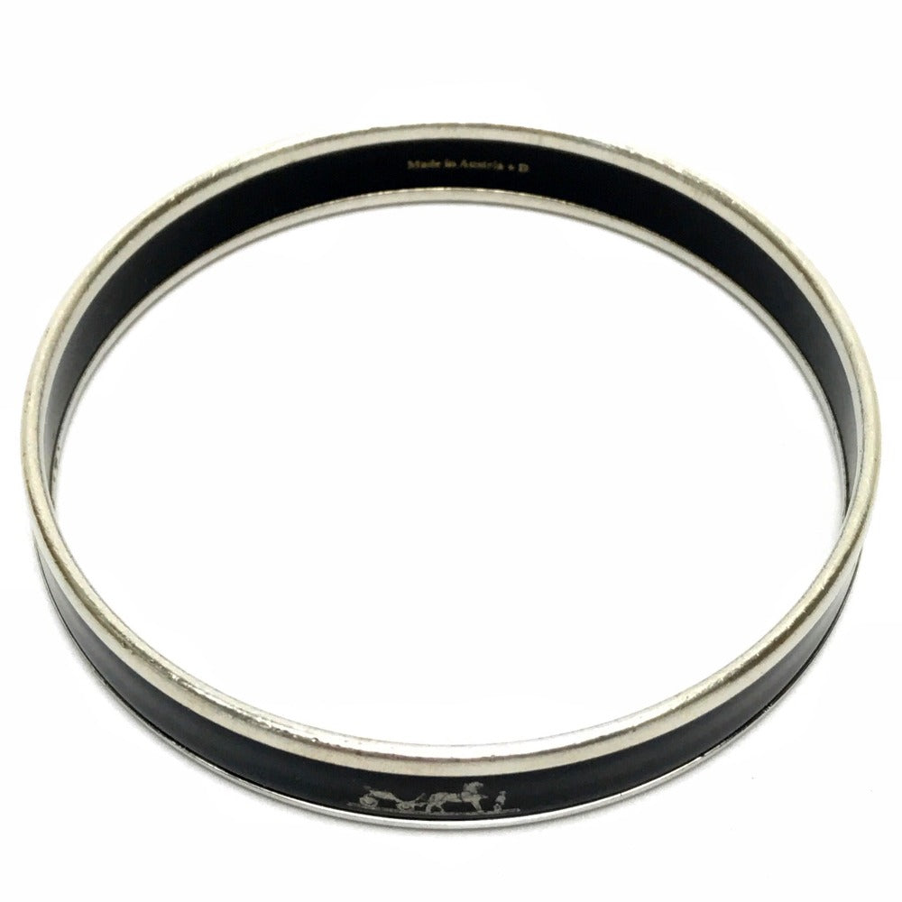 HERMES Bangle metal black Fan Curryche Emaille PM Women Used Authentic