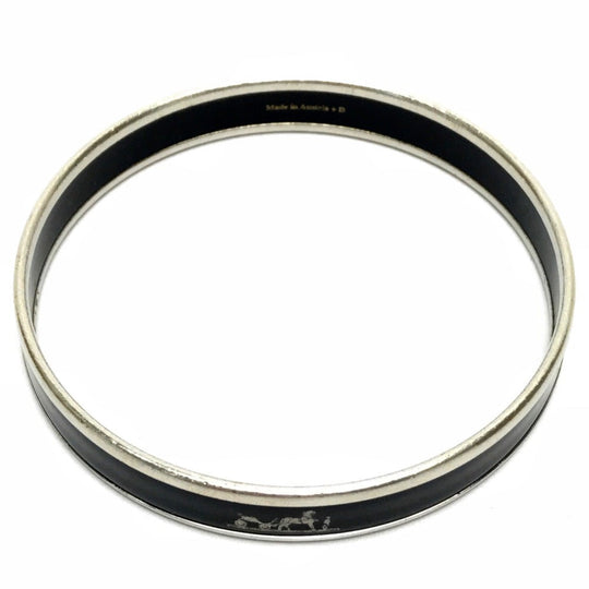 HERMES Bangle metal black Fan Curryche Emaille PM Women Used Authentic