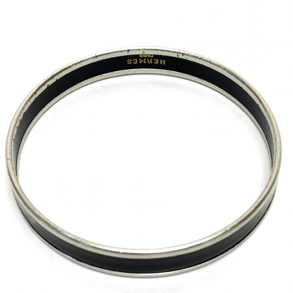 HERMES Bangle metal black Fan Curryche Emaille PM Women Used Authentic