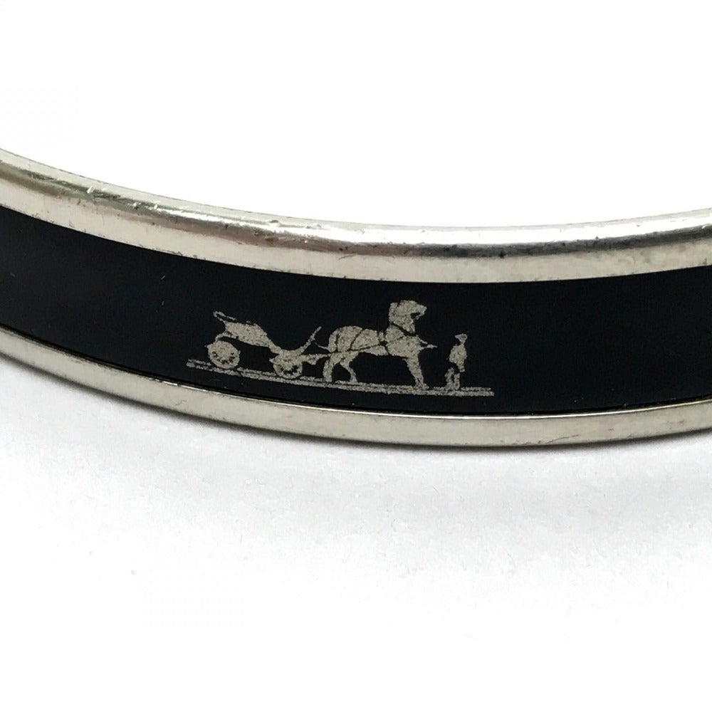 HERMES Bangle metal black Fan Curryche Emaille PM Women Used Authentic